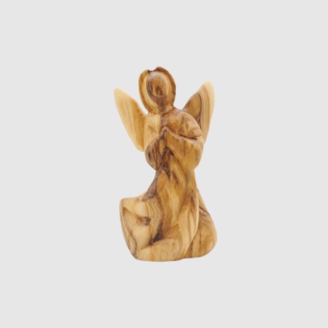 Olive Wood Praying Angel Statue