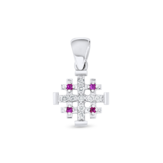 14k White Gold Jerusalem Cross