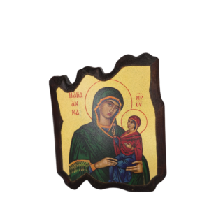 Saint Ann holding the Virgin Mary Christian icon with golden background