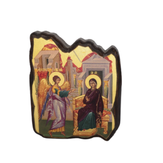 Annunciation icon showing Archangel Gabriel and Virgin Mary Christian artwork