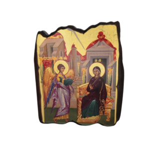 Annunciation icon showing Archangel Gabriel and Virgin Mary Christian artwork