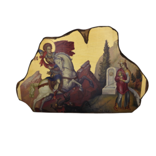 Saint George icon defeating the dragon on horseback